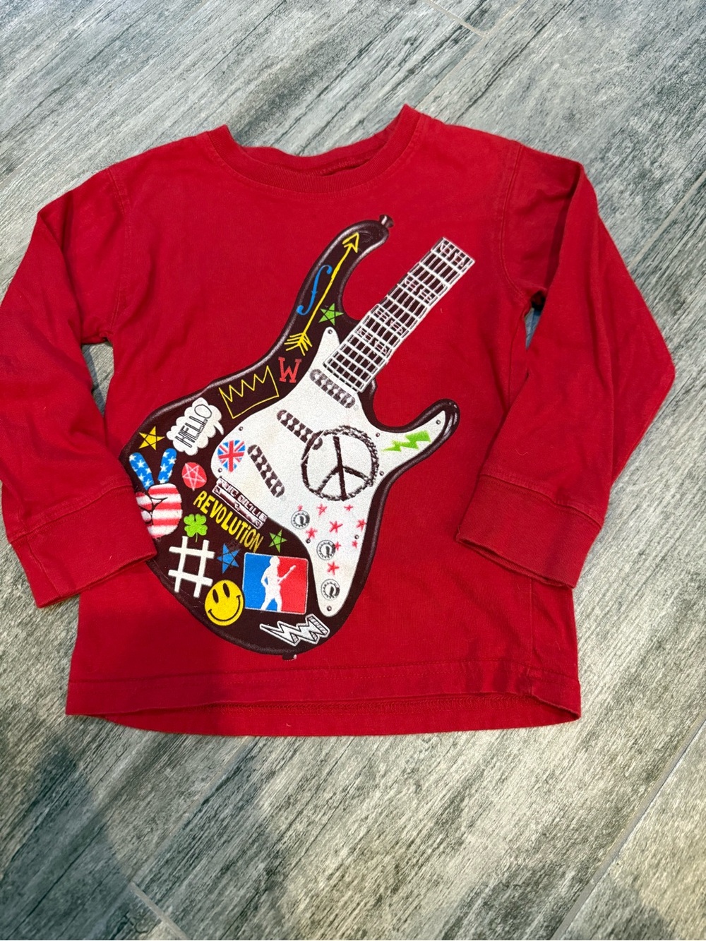 Wes and Willy Toddler Long-Sleeve Guitar Graphic Tee - 3T